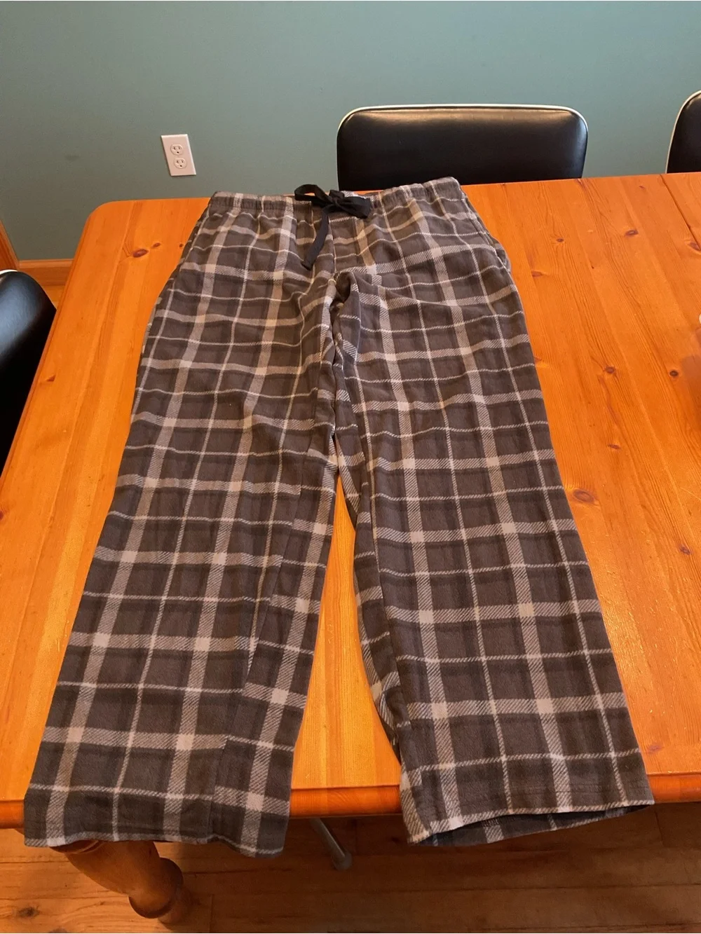 MEN’S CROFT & BARROW PLAID FLEECE PANTS LOUNGE PAJAMA SIZE L NAVY GREEN GRAY BLK - Picture 3 of 9